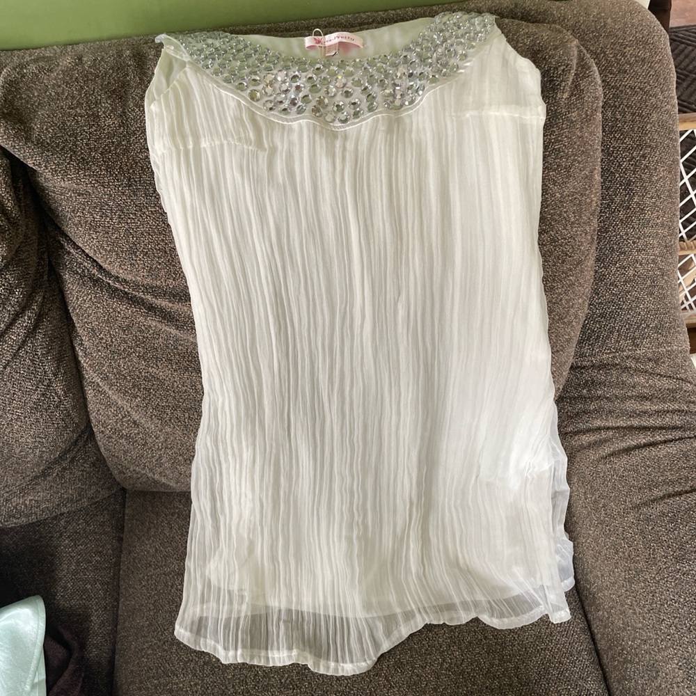 Ever Pretty White Beaded Blouse